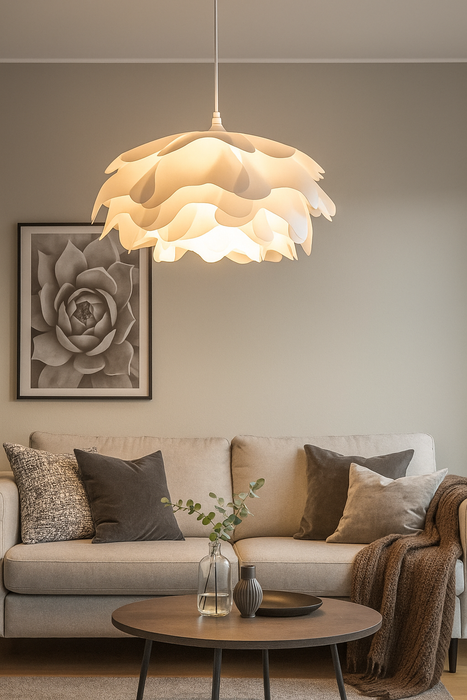 Nordic Pine Cone Pendant Light – White Hand-Knitted Metal Chandelier - Samanta Factory