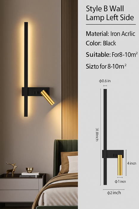 Nordic Modern LED Wall Lamp – Black & White Minimalist Design for Living Room & Bedroom