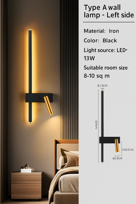 Nordic Modern LED Wall Lamp – Black & White Minimalist Design for Living Room & Bedroom