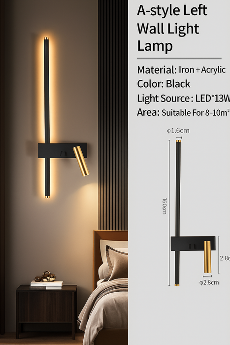 Nordic Modern LED Wall Lamp – Black & White Minimalist Design for Living Room & Bedroom