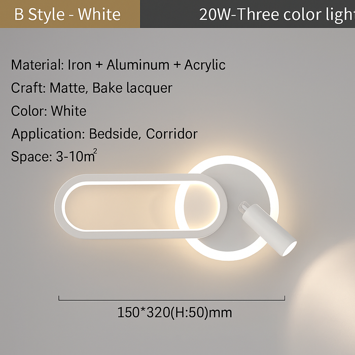 Bedside Lamp Modern Simple Creative Living Room Background Wall Stairwell Wall Lamp Nordic Network Red Corridor Wall Light