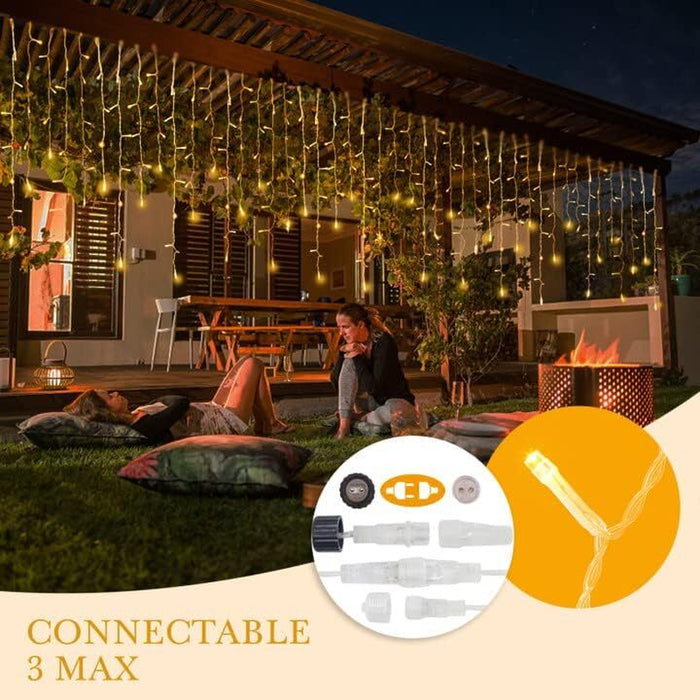 400 LED Icicle Lights 17M Super Bright Christmas Snowing Effect Outdoor Light UK