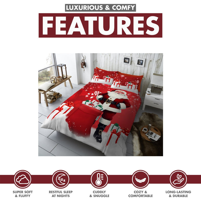 Xmas Duvet Quilt Cover Pillowcase Soft Reversible Printed Bedding Set All Size