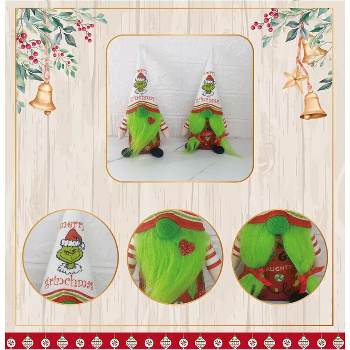 2 Pieces Christmas Gnomes Decorations Grinch Christmas Decorations Green Bread
