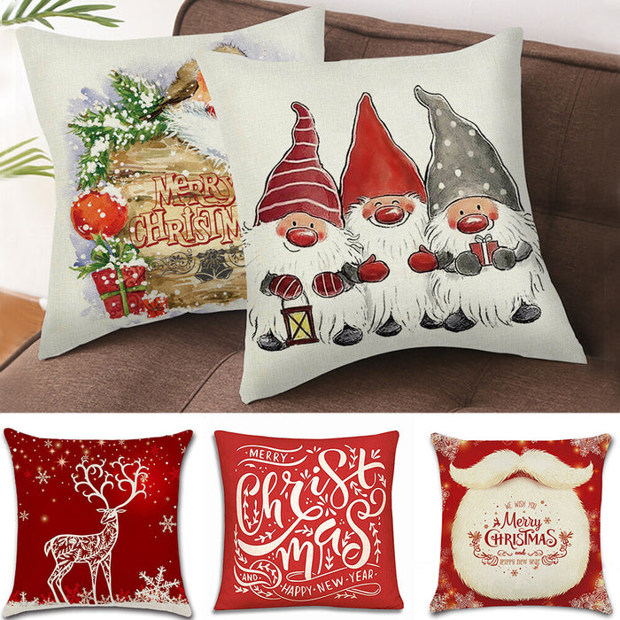 Christmas Pillow Case Cushion Cover Xmas Santa Claus Tree Snow Home Decor 45*45