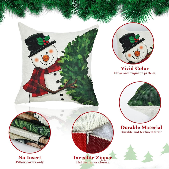 4-Pack Vintage Christmas Throw Pillow Covers Cushion Home Decor UK Stock