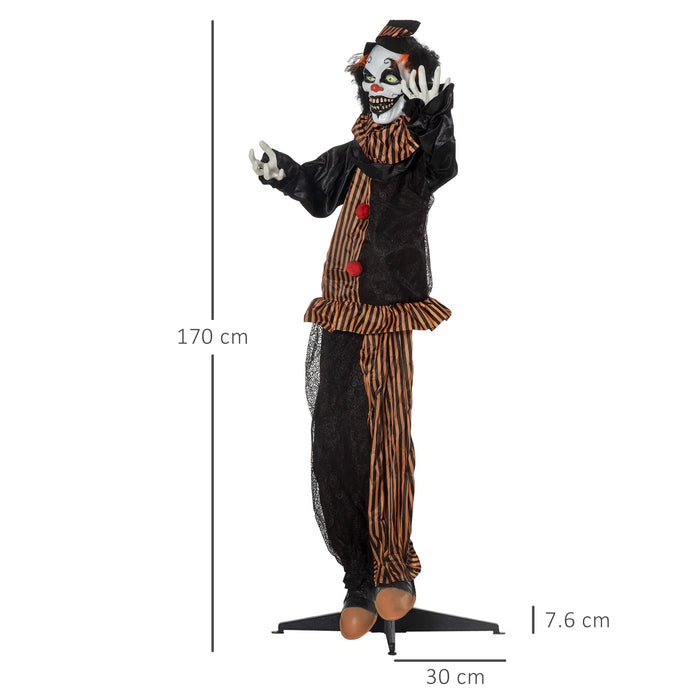 67" Animated Prop Circus Clown, Indoor Outdoor Halloween Decorations