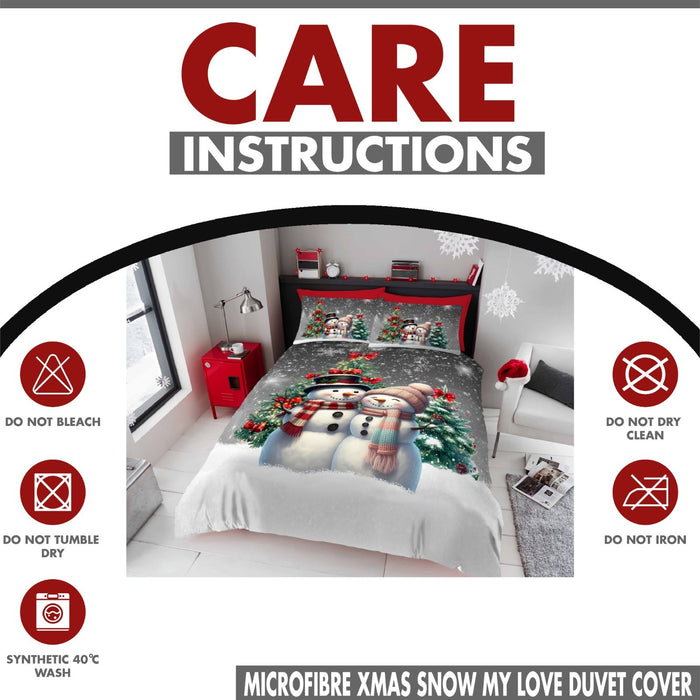 Xmas Duvet Quilt Cover Pillowcase Soft Reversible Printed Bedding Set All Size