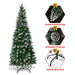 Snow-Flocked Pencil Hinged Artificial Christmas Tree with Pine Cones