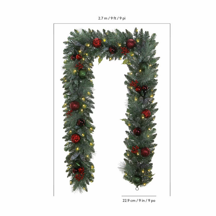 9 Ft Pre-Lit Christmas Artificial Garland with Twinkling LED Lights