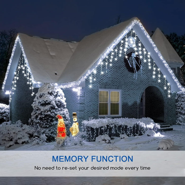 400 LED Icicle Lights 17M Super Bright Christmas Snowing Effect Outdoor Light UK