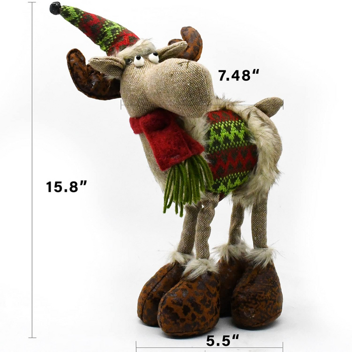 Christmas Deer Gnome Decoration – Handcrafted Scandinavian Felt Reindeer - Samanta Factory