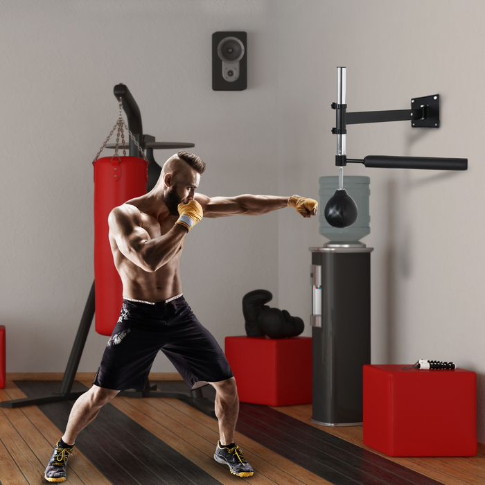 Wall-Mounted Adjustable Speed Ball Trainer – Reflex Punching Ball with Steel Frame for Boxing & MMA