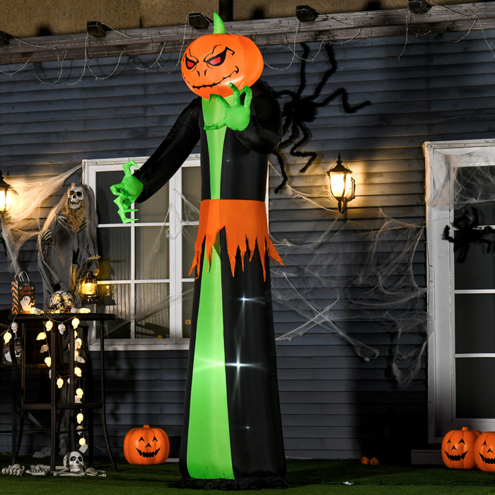 9 ft Inflatable Halloween Pumpkin Ghost – 2.7 m LED Spooky Outdoor Decoration - Samanta Factory