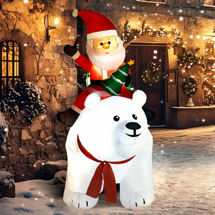 Inflatable Santa on Polar Bear – Light-Up 6.6ft Outdoor Display - Samanta Factory