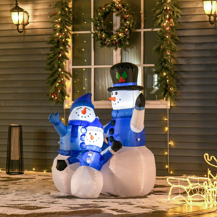 4ft inflatable snowman family with LED lights for Christmas décor