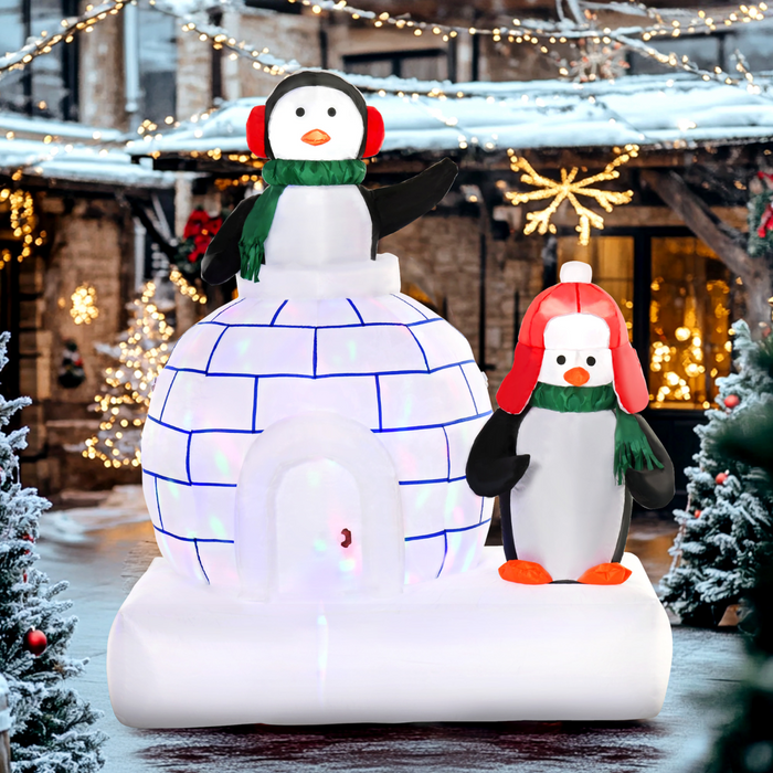 Christmas Inflatable 5ft LED Penguin Ice House – Outdoor Holiday Decor - Samanta Factory