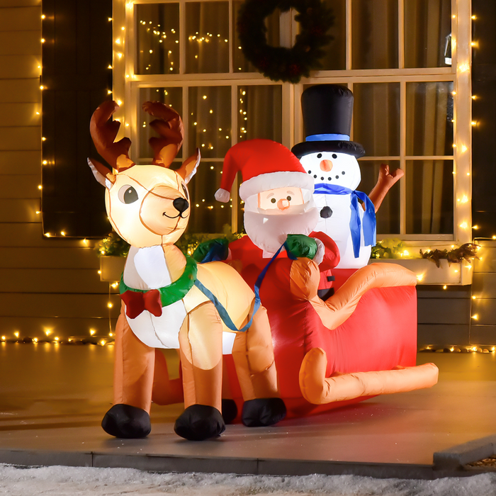 4ft Christmas Inflatable Santa Sleigh – LED Lighted Festive Display - Samanta Factory