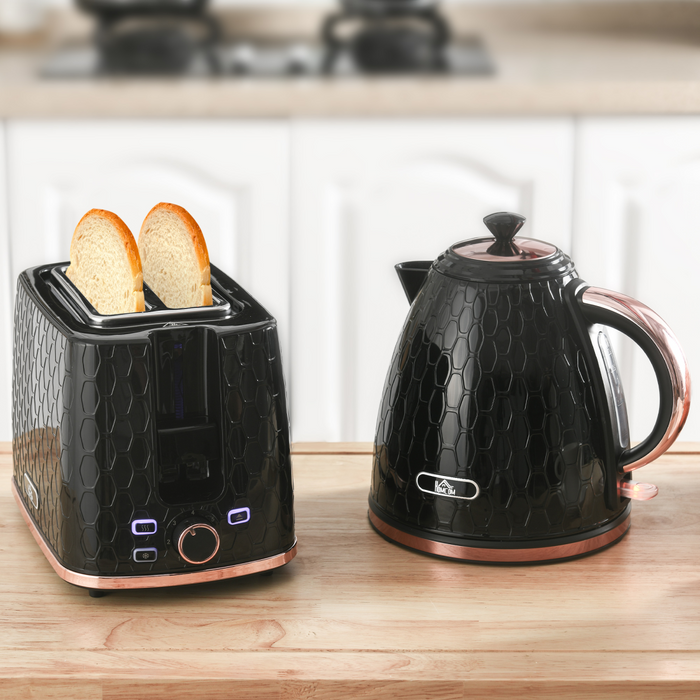Electric Kettle & Toaster Breakfast Set – Fast Boil & 7 Browning Levels with Stylish Honeycomb Design