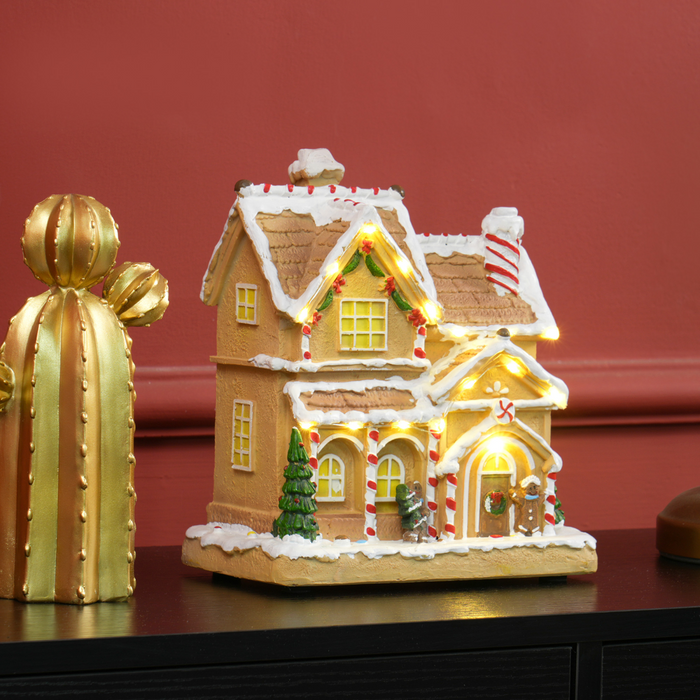 Christmas Gingerbread House – LED Lights & Musical Display - Samanta Factory