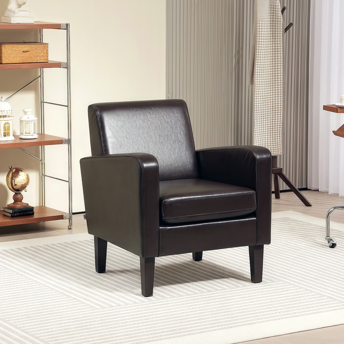 Accent Armchair – Compact PU Leather Chair with Pocket Spring Support