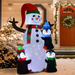 6ft inflatable snowman with three penguins and LED lights for Christmas décor