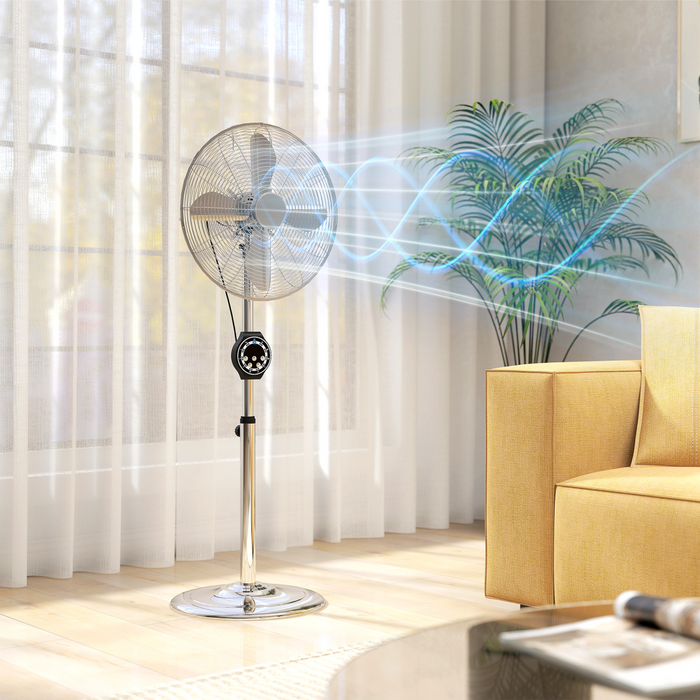 Metal Pedestal Fan – Oscillating Cooling with Adjustable Height & Timer