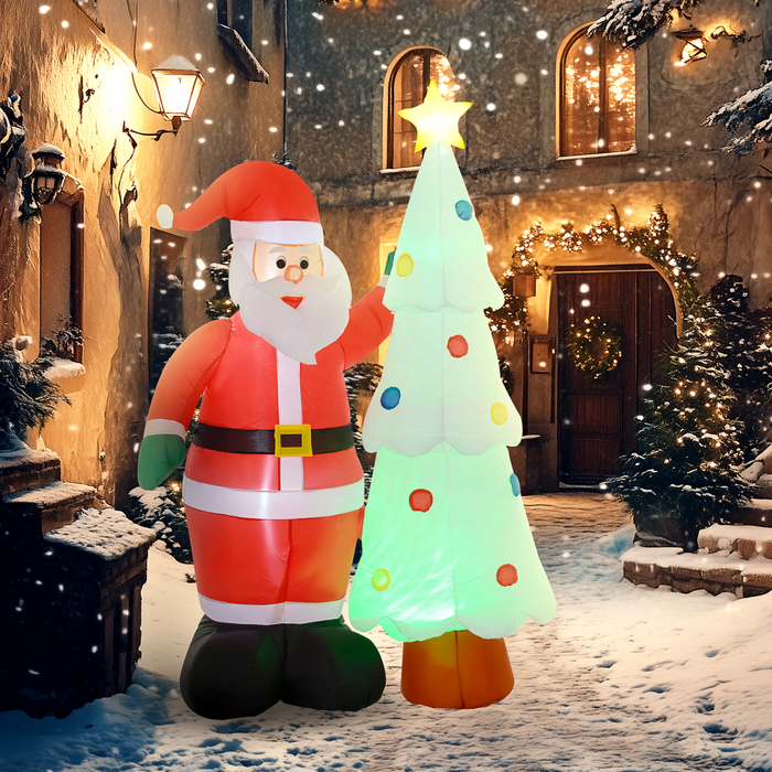 Inflatable Santa Claus & Christmas Tree – Rotating Magic Ball Light Display - Samanta Factory