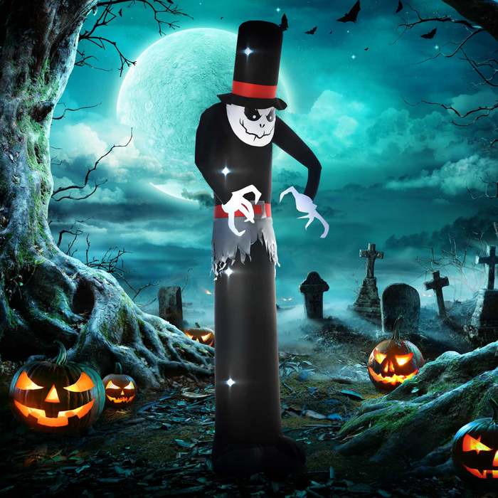 10ft Inflatable Halloween Ghost – LED Tall Hat Outdoor Decoration