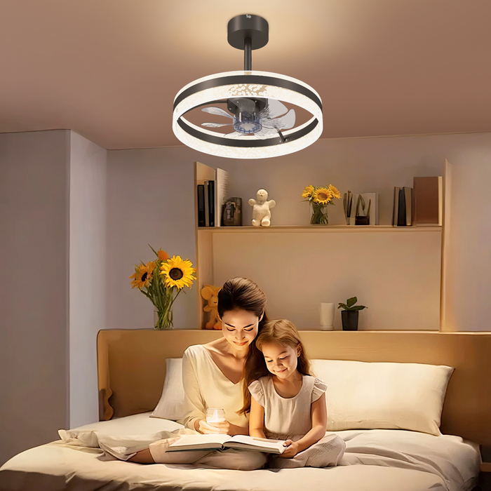 Modern LED Ceiling Fan with Remote – 6-Speed, Reversible Motor & Adjustable Light Modes