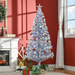 White and blue artificial Christmas tree with LED lights and metal base


