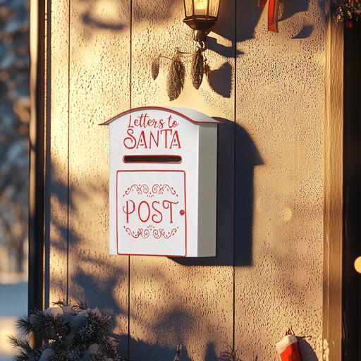 White 3D embossed steel Christmas mailbox for indoor and outdoor festive décor