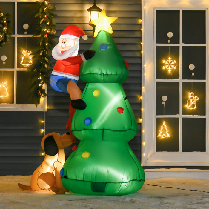 LED inflatable Christmas archway with Santa, tree and dog characters


