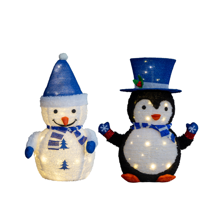 Christmas Lighted Decorations – Penguin & Snowman Duo - Samanta Factory