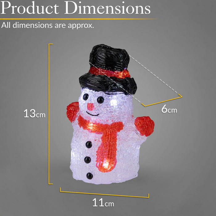 Christow Acrylic LED Snowman Small Christmas Decorations Indoor Outdoor 5Pc Set