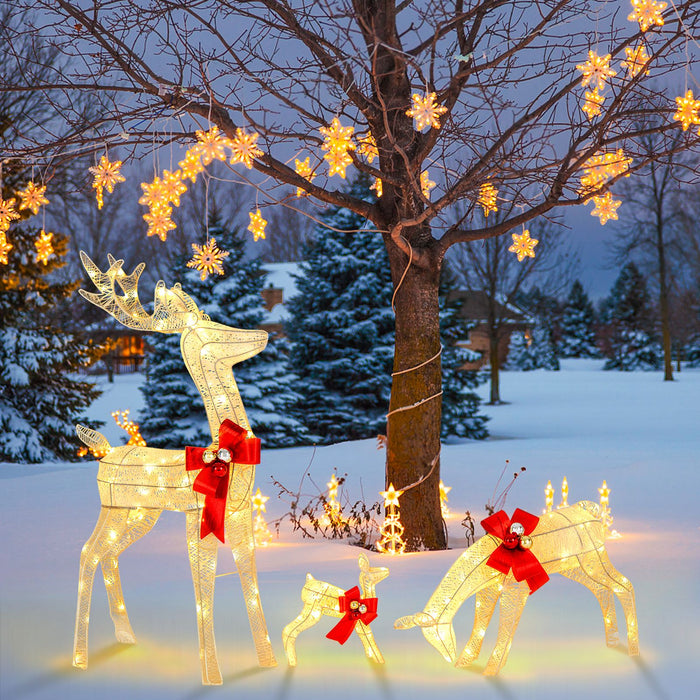 3 Pieces Lighted Reindeer Family Set with 230 LED Lights and Stakes