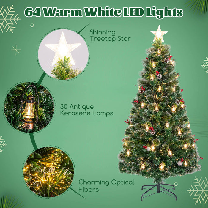 150/180CM Artificial Christmas Tree with 8 Lighting Modes and Optical Fibers