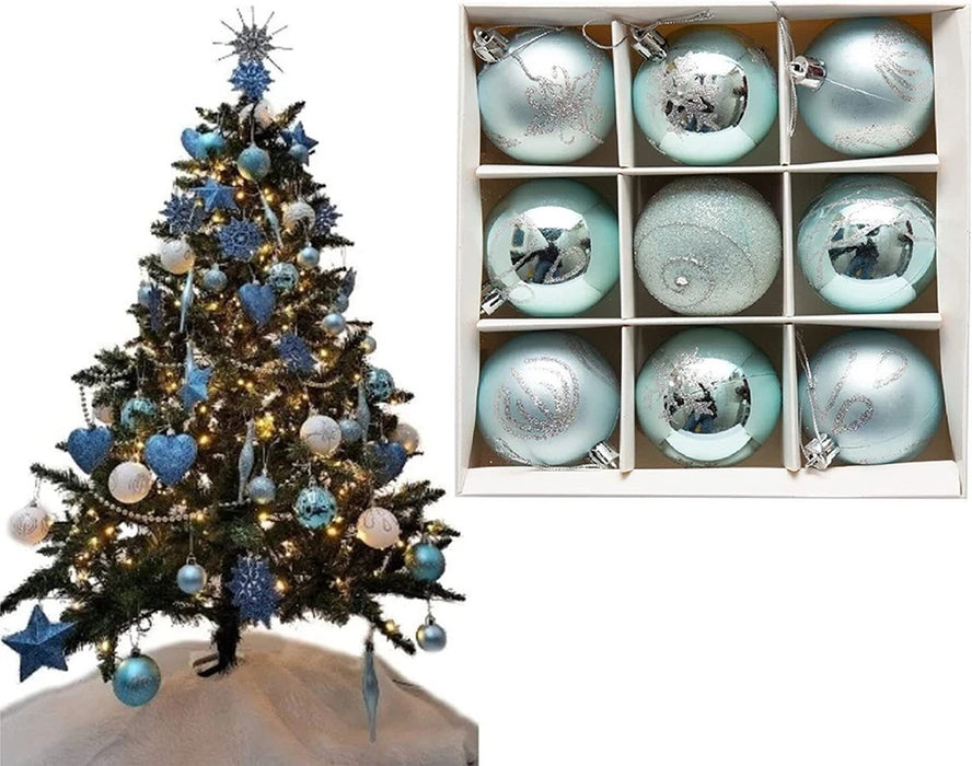 Christmas Baubles 9 X 6Cm Glitter Luxury Premium Tree Decorations Xmas Decor
