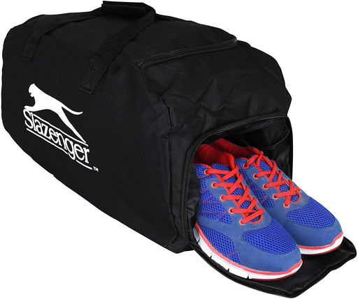 55-litre sports gym duffel bag with shoe compartment and side zip pockets