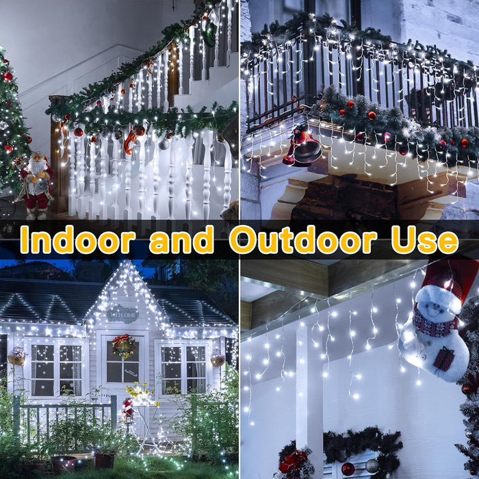 400 LED Icicle Lights 17M Super Bright Christmas Snowing Effect Outdoor Light UK