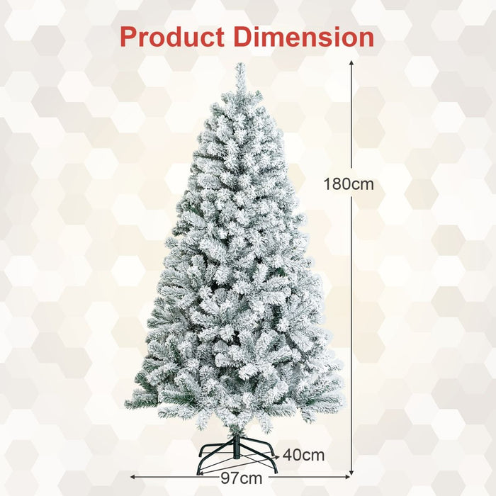 180/240 Cm Snow Flocked Artificial Christmas Tree with 600/1010 Tips