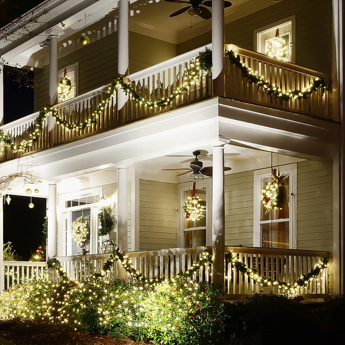 16Ft Christmas Garland with Lights Pre Lit for Door Wreath Stair Fireplace Tree