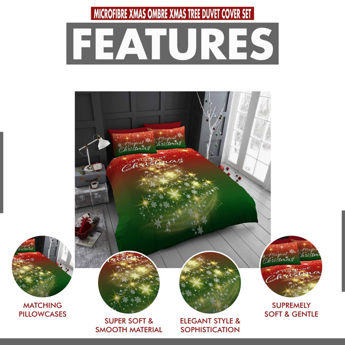 Xmas Duvet Quilt Cover Pillowcase Soft Reversible Printed Bedding Set All Size