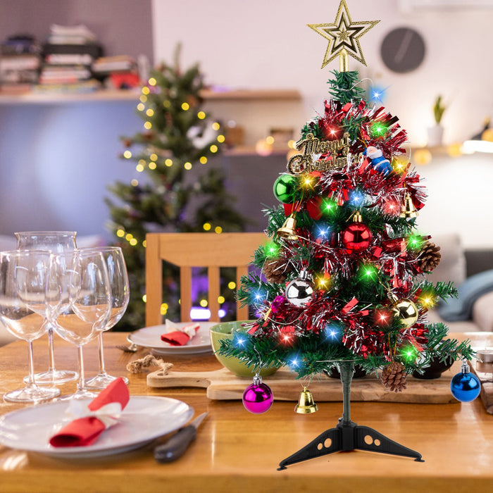 60Cm Desktop Mini Small Christmas Tree with LED Lights Table Top Xmas Tree Decor