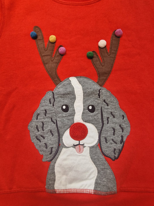 Boden Christmas Jumper Sweater Boys Girls Dog Red Cotton 2-12Yrs NEW