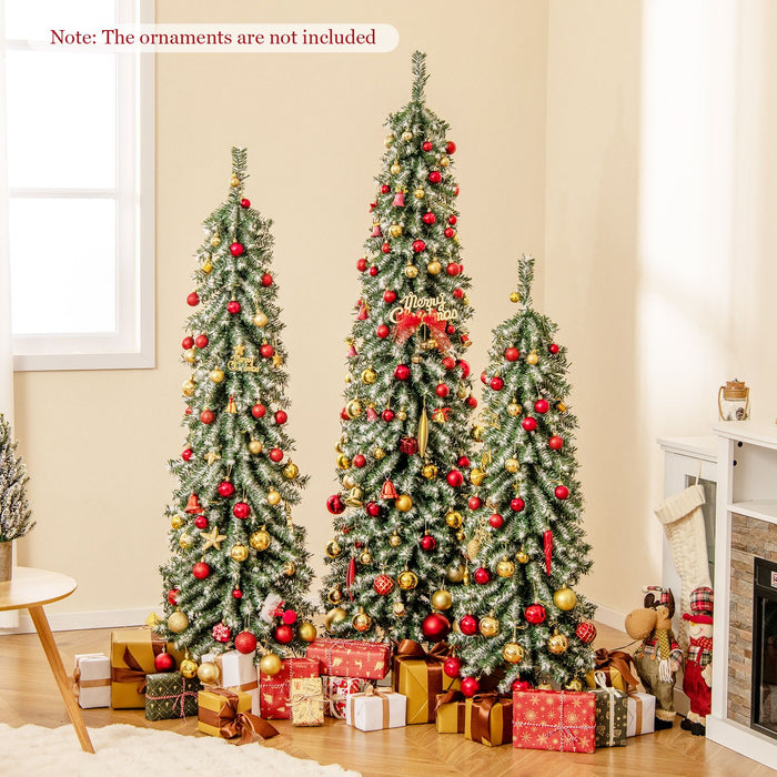4/5/6FT Artificial Christmas Tree Set of 3 with Realistic Accumulated Snow