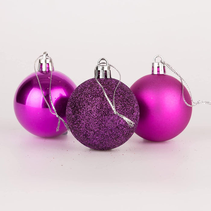 Christmas Baubles Hanging Decoration Shiny Glitter Balls Xmas Tree Ornament 50Mm