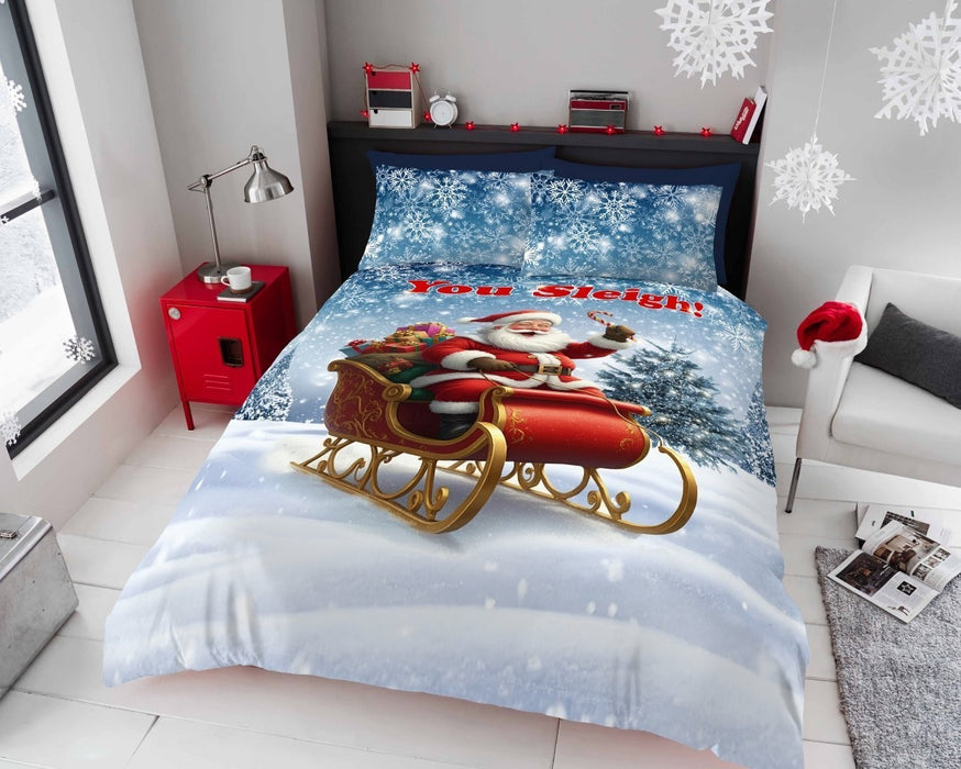Xmas Duvet Quilt Cover Pillowcase Soft Reversible Printed Bedding Set All Size