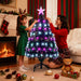 93 CM Pre-Lit Artificial Christmas Tree Xmas Tree with Multicolored Optical Fibers