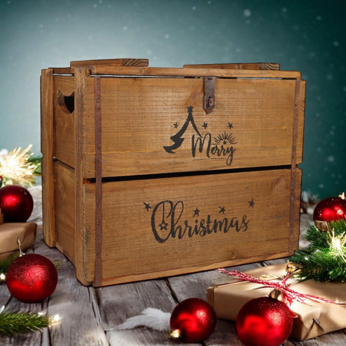 42CM WOODEN BOX MERRY CHRISTMAS - Samanta Factory